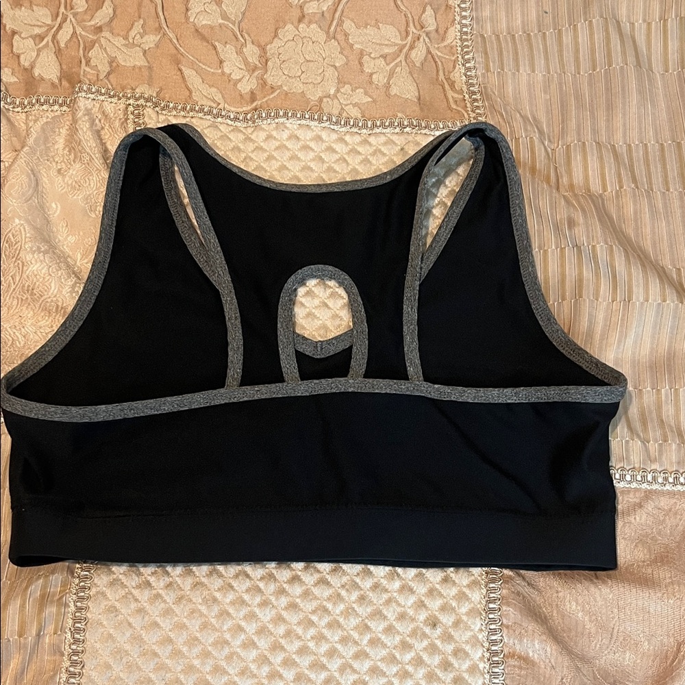 RBX Black Sports Bra with Gray Trim Racerback - Picture 6 of 8